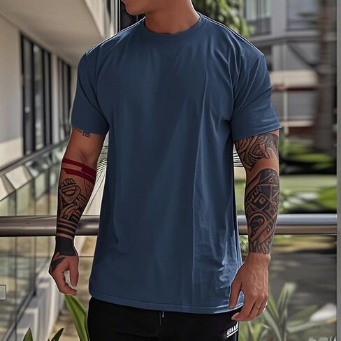 Mens Loose Fit Athletic T-Shirts Casual Crewneck Short Sleeve Shirts Oversize Summer Basic Tee Shirt in Saudi Arabia