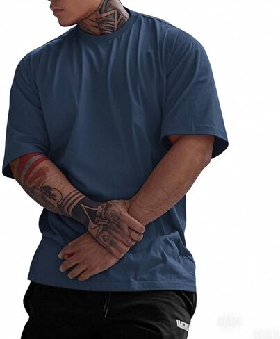 Mens Loose Fit Athletic T-Shirts Casual Crewneck Short Sleeve Shirts Oversize Summer Basic Tee Shirt in Saudi Arabia