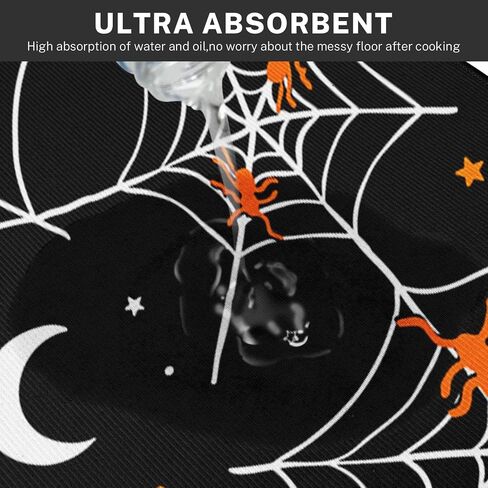 Spooky Halloween Kitchen Rugs and Mats Non Skid Washable Set of 2, Cute Spider Ghost Floor Mats, Black Happy Horror Boo Runner Rug, Vintage Autumn Kitchen Decor in Saudi Arabia