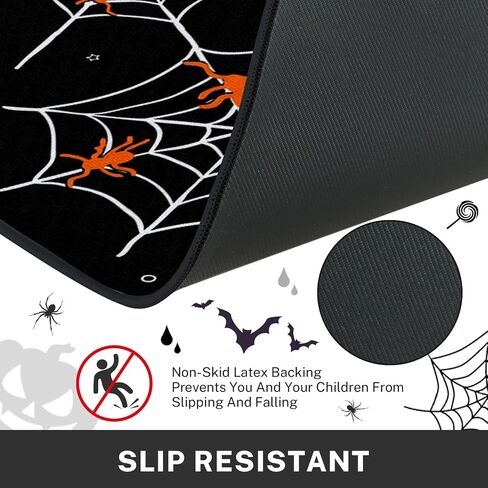 Spooky Halloween Kitchen Rugs and Mats Non Skid Washable Set of 2, Cute Spider Ghost Floor Mats, Black Happy Horror Boo Runner Rug, Vintage Autumn Kitchen Decor in Saudi Arabia