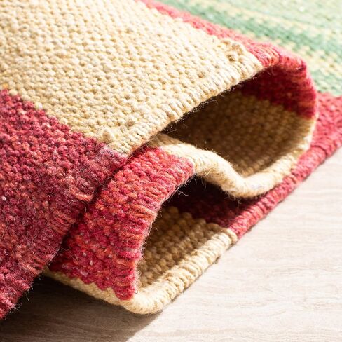 SAFAVIEH Montauk Collection Runner Rug - 2'3" x 7', Red & Blue, Handmade Flat Weave Boho Tribal Southwestern Cotton Fringe, Ideal for High Traffic Areas in Living Room, Bedroom (MTK554Q) in Saudi Arabia