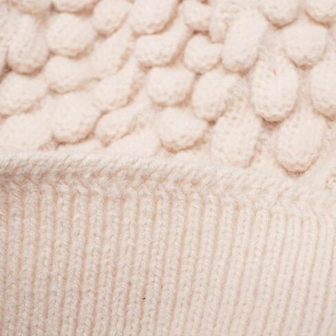 Women's Winter Knit Pom Pom Beanie Hat - Cozy Scales Pattern Warm Hat with Fuzzy Ball Top in Saudi Arabia