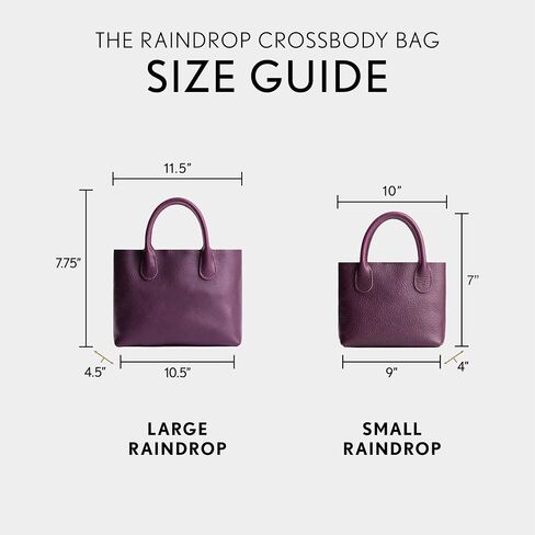 Portland Leather Goods Raindrop Crossbody Bag – Leather Purse w/Carrying Handles – Handmade from the Finest Full-Grain Hides in Saudi Arabia