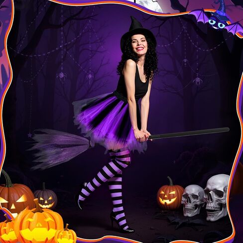 3 Sets Halloween Witch Costumes for Women Halloween Tutu Dress with Witch Broom Hat Knee High Socks for Cosplay Party in Saudi Arabia