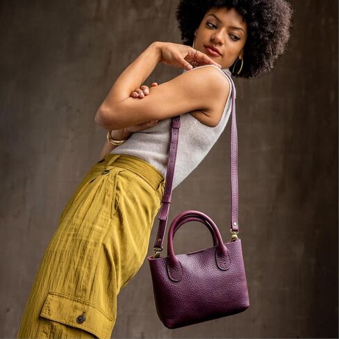 Portland Leather Goods Raindrop Crossbody Bag – Leather Purse w/Carrying Handles – Handmade from the Finest Full-Grain Hides in Saudi Arabia