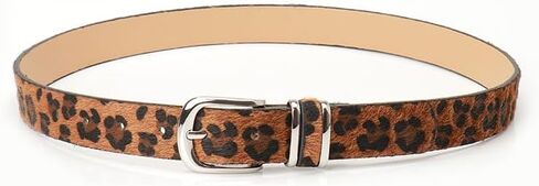Women Leopard Print Belts For Jeans Dresses Pants Ladies Leather Waist Belt with Gold Buckle-Double Ring in Saudi Arabia