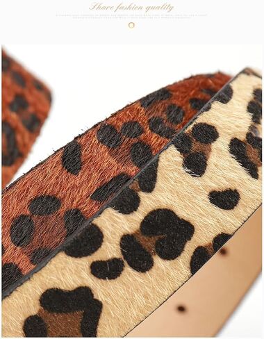 Women Leopard Print Belts For Jeans Dresses Pants Ladies Leather Waist Belt with Gold Buckle-Double Ring in Saudi Arabia