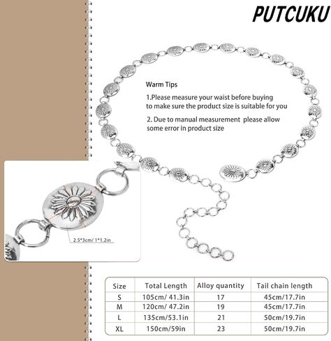Women Western Belt Concho Chain Belts Bobo Turquoise Waist Chain Cowgirl Metal Belts in Saudi Arabia