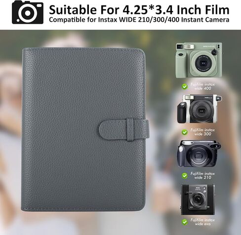MUZIRI KINOKOO 80 Pockets Photo Album for Instax Wide EVO/Wide 400 Camera Film, Lychee Texture PU Leather Album for Wide 300/Wide 210 Camera, 4.25 * 3.4 inch Film Collection Souvenir Album - Green in Saudi Arabia