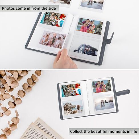 MUZIRI KINOKOO 80 Pockets Photo Album for Instax Wide EVO/Wide 400 Camera Film, Lychee Texture PU Leather Album for Wide 300/Wide 210 Camera, 4.25 * 3.4 inch Film Collection Souvenir Album - Green in Saudi Arabia