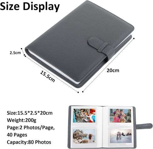 MUZIRI KINOKOO 80 Pockets Photo Album for Instax Wide EVO/Wide 400 Camera Film, Lychee Texture PU Leather Album for Wide 300/Wide 210 Camera, 4.25 * 3.4 inch Film Collection Souvenir Album - Green in Saudi Arabia