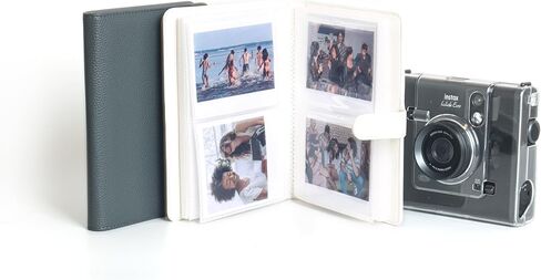 MUZIRI KINOKOO 80 Pockets Photo Album for Instax Wide EVO/Wide 400 Camera Film, Lychee Texture PU Leather Album for Wide 300/Wide 210 Camera, 4.25 * 3.4 inch Film Collection Souvenir Album - Green in Saudi Arabia