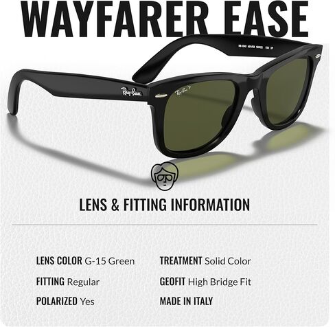 Ray-Ban RB4340 WAYFARER EASE Square Shaped Sunglasses for Men & Women with Official RAYBAN Eyewear Kit in Saudi Arabia