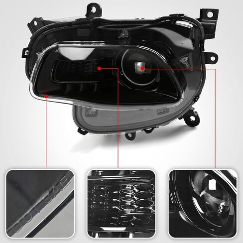 FIONE Xenon HID نموذج فقط مجموعة المصابيح الأمامية المتوافقة مع المصابيح الأمامية Jeep Cherokee 2014-2018 مع غطاء أسود جانب السائق الأيسر LH 68102849AG CH2502250 in Saudi Arabia