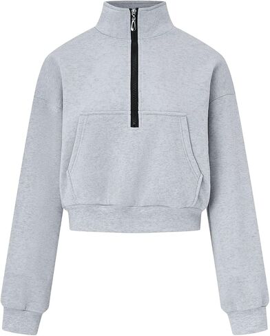 SOLY HUX Women's Half Zip Sweatshirt Long Sleeve Drop Shoulder Collared Casual Pullover Tops with Pocket in Saudi Arabia