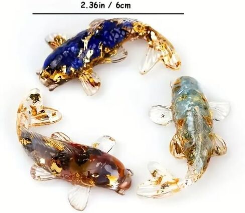 2 Packs Elegant Crystal Fish Decorations Random Color Jasper Ornaments for Home & Office Decor in Saudi Arabia