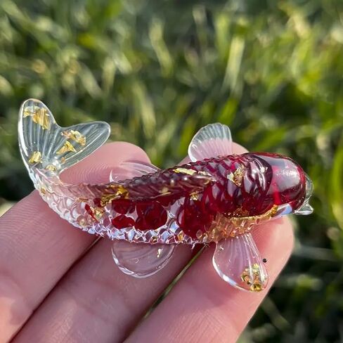 2 Packs Elegant Crystal Fish Decorations Random Color Jasper Ornaments for Home & Office Decor in Saudi Arabia
