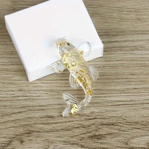 2 Packs Elegant Crystal Fish Decorations Random Color Jasper Ornaments for Home & Office Decor in Saudi Arabia