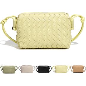 Woven Crossbody Bags For Women, Small Handmade Purse Clutch Shoulderbag Handbag Vegan Leather Zipper Closure Bags in Saudi Arabia