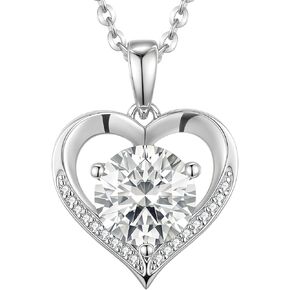 2-carat Moissanite S925 Silver Necklaces Gifts for Women with Heart Pendant,Gift for Mother,Wife or Girlfriend on Birthdays,Anniversaries,Valentine's Day,Mother's Day,Christmas and other holidays in Saudi Arabia