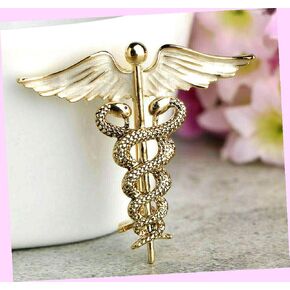 Caduceus Healer Doctor Nurse Double Snake Wings Medical Symbol Enamel Brooch Rhinestone Brooch Pin for Women in Saudi Arabia