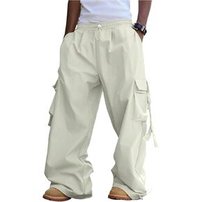 SOLY HUX Men's Baggy Cargo Pants Wide Leg Parachute Pants with Pocket Streetwear in Saudi Arabia