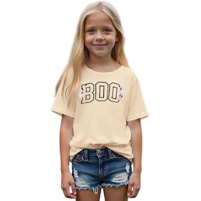 Halloween Shirts for Girl Boy Embroidered Boo Ghost Graphic T-Shirt Kids Funny Spooky Season Short Sleeve Tee Tops in Saudi Arabia