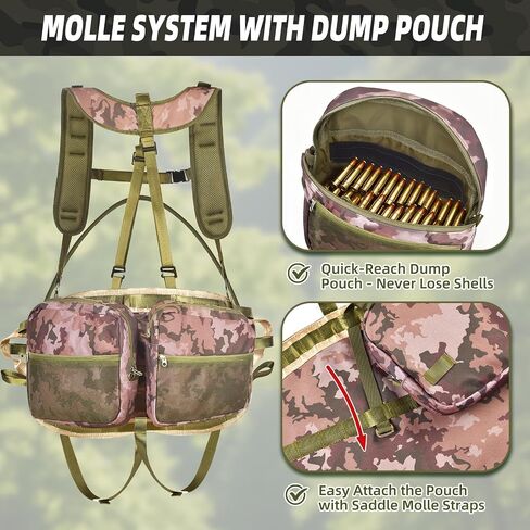 PUNCHMAN Camo Tree Saddle Hunting Kit - طقم سرج للصيد شديد التحمل يحمل ما يصل إلى 300 رطل، سرج تسلق شجرة قابل للتعديل مع 2 من مقابض حبل التسلق وحلقات تسلق، ملحقات صيد الغزلان in Kuwait