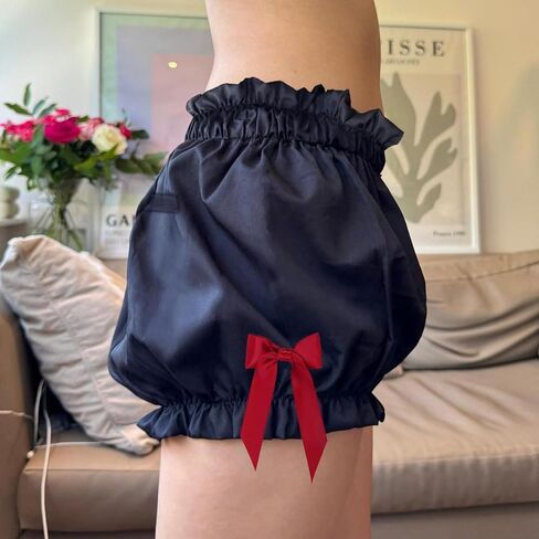 النساء Y2K كشكش فقاعة السراويل الصغيرة منخفضة مرونة الخصر Bowknots منقوشة البنطلون السراويل خمر القماش القطني سراويل بوكسر in Saudi Arabia
