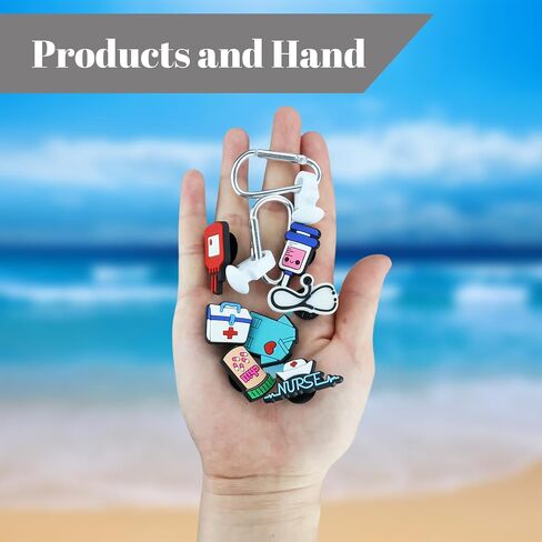 7-Piece Nurse Charm Set for Bogg Bag with 2 Keychain Clips, Medical-Themed Accessories for Beach Totes & Pool Bags in Saudi Arabia