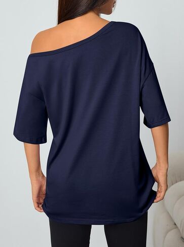 Remidoo Women Distressed Ripped Off The Shoulder Tops Summer Sexy Short Sleeve Oversized Tshirt in Saudi Arabia