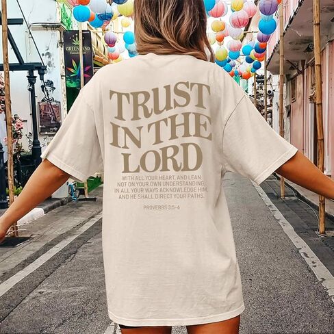 Tuislay Christian Shirts for Women Trust in The Lord Oversized Tshirts Jesus Graphic Tees Faith Religious Bible Verse Tops in Saudi Arabia