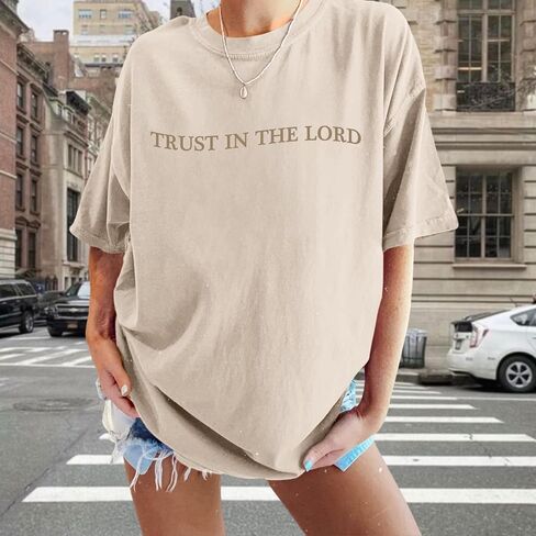 Tuislay Christian Shirts for Women Trust in The Lord Oversized Tshirts Jesus Graphic Tees Faith Religious Bible Verse Tops in Saudi Arabia