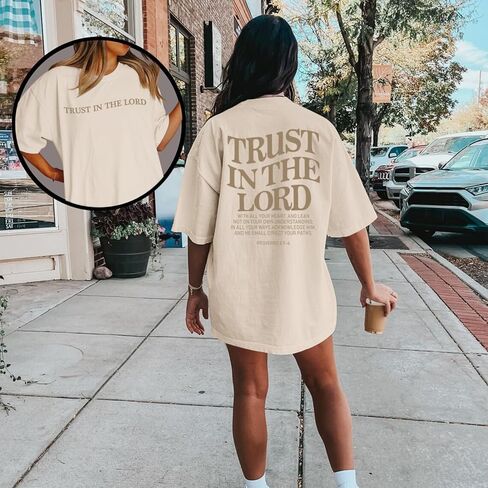 Tuislay Christian Shirts for Women Trust in The Lord Oversized Tshirts Jesus Graphic Tees Faith Religious Bible Verse Tops in Saudi Arabia