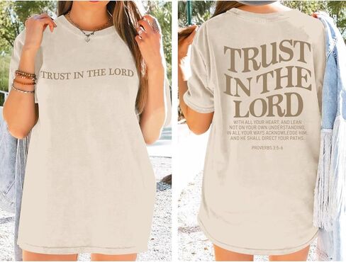 Tuislay Christian Shirts for Women Trust in The Lord Oversized Tshirts Jesus Graphic Tees Faith Religious Bible Verse Tops in Saudi Arabia