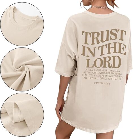 Tuislay Christian Shirts for Women Trust in The Lord Oversized Tshirts Jesus Graphic Tees Faith Religious Bible Verse Tops in Saudi Arabia