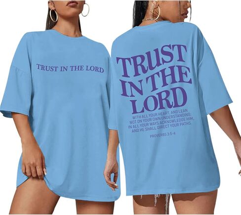 Tuislay Christian Shirts for Women Trust in The Lord Oversized Tshirts Jesus Graphic Tees Faith Religious Bible Verse Tops in Saudi Arabia