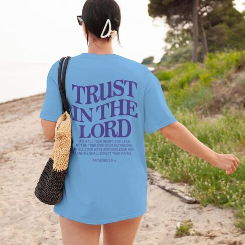 Tuislay Christian Shirts for Women Trust in The Lord Oversized Tshirts Jesus Graphic Tees Faith Religious Bible Verse Tops in Saudi Arabia