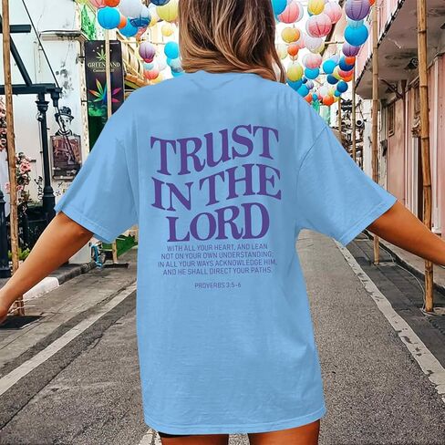 Tuislay Christian Shirts for Women Trust in The Lord Oversized Tshirts Jesus Graphic Tees Faith Religious Bible Verse Tops in Saudi Arabia