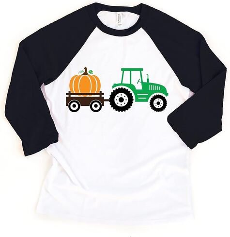 Fall Green Tractor Toddler Youth Thanksgiving Autumn Shirts and Raglans in Saudi Arabia