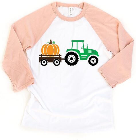 Fall Green Tractor Toddler Youth Thanksgiving Autumn Shirts and Raglans in Saudi Arabia
