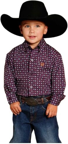 Cinch Boys' Long Sleeve Button Down Western Shirt - Purple Print in Saudi Arabia