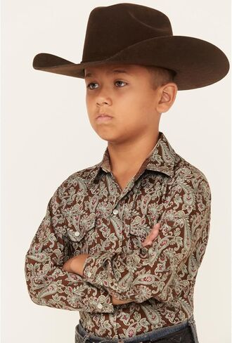 BOYS LONG SLEEVE SNAP PINE PAISLEY WESTERN SHIRT in Saudi Arabia