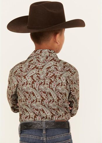 BOYS LONG SLEEVE SNAP PINE PAISLEY WESTERN SHIRT in Saudi Arabia