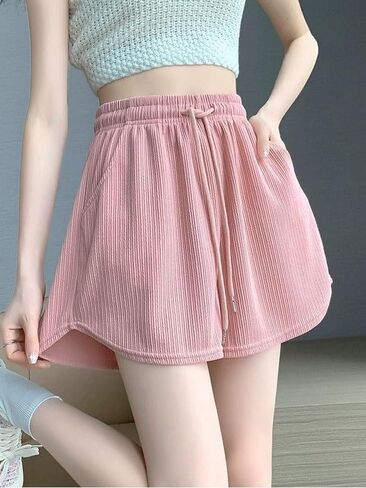 1PC Womens Summer High Waist Linen Shorts Roll Up Pleated Zippered Wrap Hem Wide Leg Shorts Without Pockets 2025 in Saudi Arabia