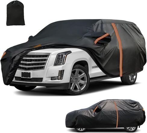 غطاء سيارة SUV مقاوم للماء مناسب لكاديلاك إسكاليد ESV 2007-2020/EXT 2007-2014، أغطية سيارات الدفع الرباعي الخارجية لجميع الأحوال الجوية، غطاء أربطة مقاومة للرياح، شريط عاكس لغطاء غبار المطر الثلجي، حماية من الأشعة فوق البنفسجية in Saudi Arabia