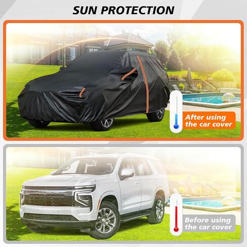 غطاء سيارة SUV مقاوم للماء مناسب لكاديلاك إسكاليد ESV 2007-2020/EXT 2007-2014، أغطية سيارات الدفع الرباعي الخارجية لجميع الأحوال الجوية، غطاء أربطة مقاومة للرياح، شريط عاكس لغطاء غبار المطر الثلجي، حماية من الأشعة فوق البنفسجية in Saudi Arabia