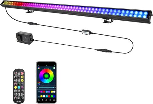 شريط إضاءة LED لغسل المسرح - 148 وات لغسالة الحائط DJ Light RGBCW IP66 مقاوم للماء ومتغير اللون وصوت ساطع نشط عن طريق التحكم عن بعد والتحكم في التطبيق للأحداث الخارجية والحفلات الداخلية وحفلات الزفاف والكنيسة in Saudi Arabia