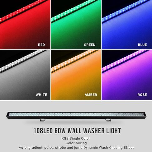 شريط إضاءة LED لغسل المسرح - 148 وات لغسالة الحائط DJ Light RGBCW IP66 مقاوم للماء ومتغير اللون وصوت ساطع نشط عن طريق التحكم عن بعد والتحكم في التطبيق للأحداث الخارجية والحفلات الداخلية وحفلات الزفاف والكنيسة in Saudi Arabia