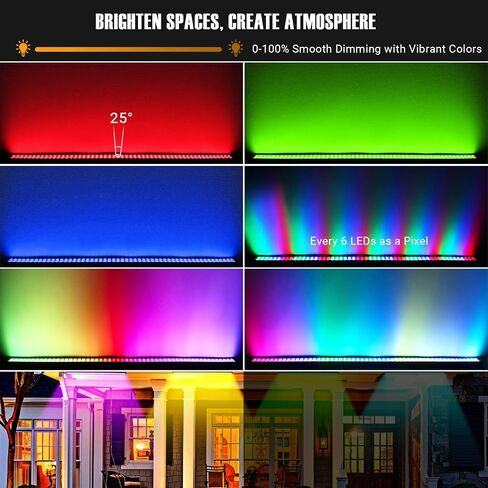 شريط إضاءة LED لغسل المسرح - 148 وات لغسالة الحائط DJ Light RGBCW IP66 مقاوم للماء ومتغير اللون وصوت ساطع نشط عن طريق التحكم عن بعد والتحكم في التطبيق للأحداث الخارجية والحفلات الداخلية وحفلات الزفاف والكنيسة in Saudi Arabia